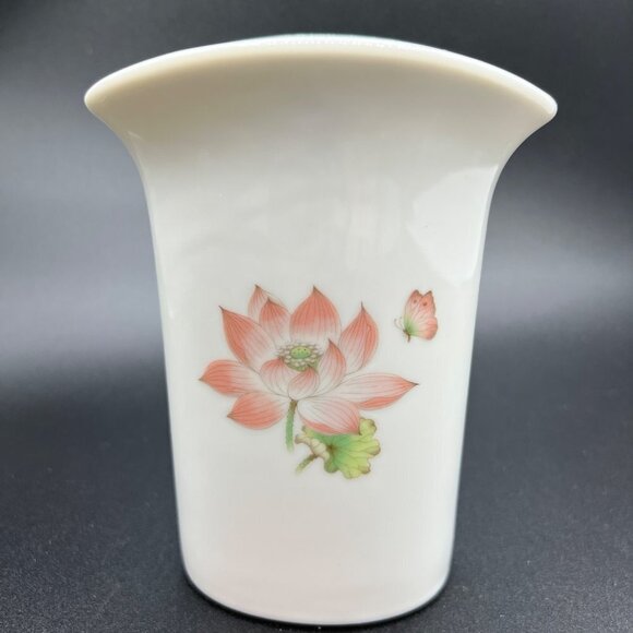 Takahashi Medley San Francisco Water Lily Butterfly Oval Bud Vase Vintage - Picture 7 of 12